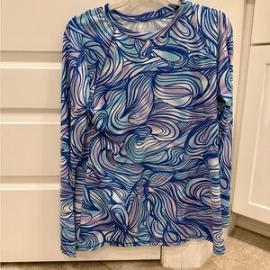 Reel Legends Sun Shirt Wave Print Blue Purple L